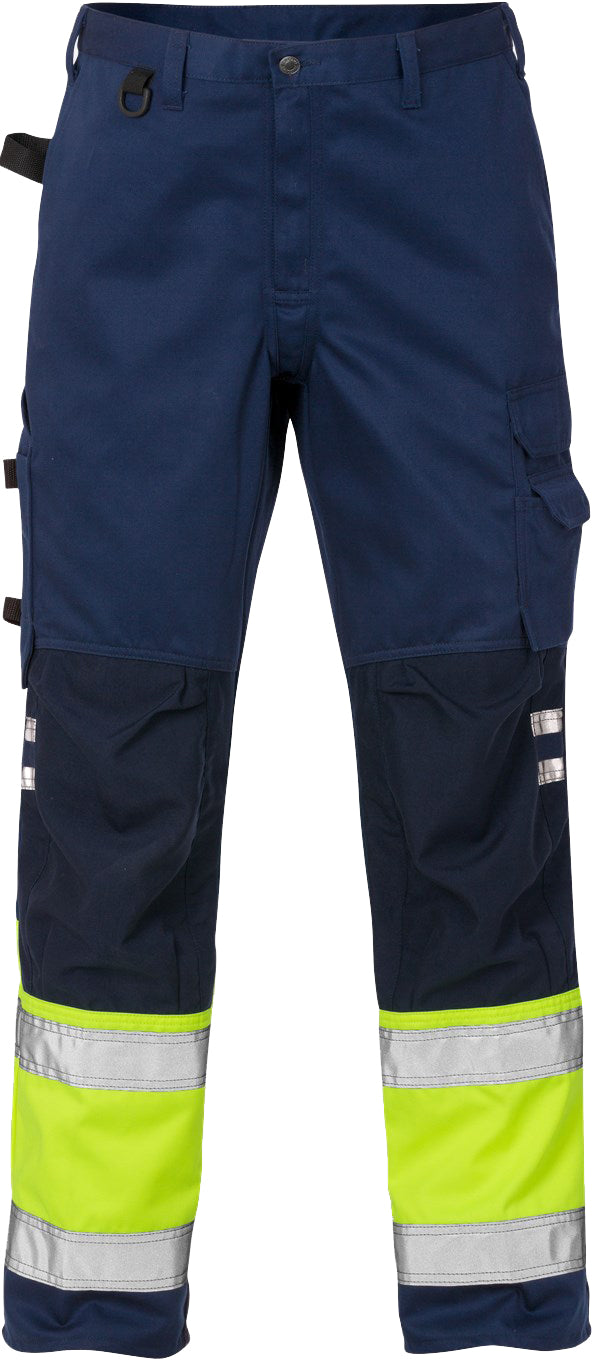 Fristads 100979 Hi-Vis Warnschutzhose Klasse 1 2032 PLU Marine/Neongelb