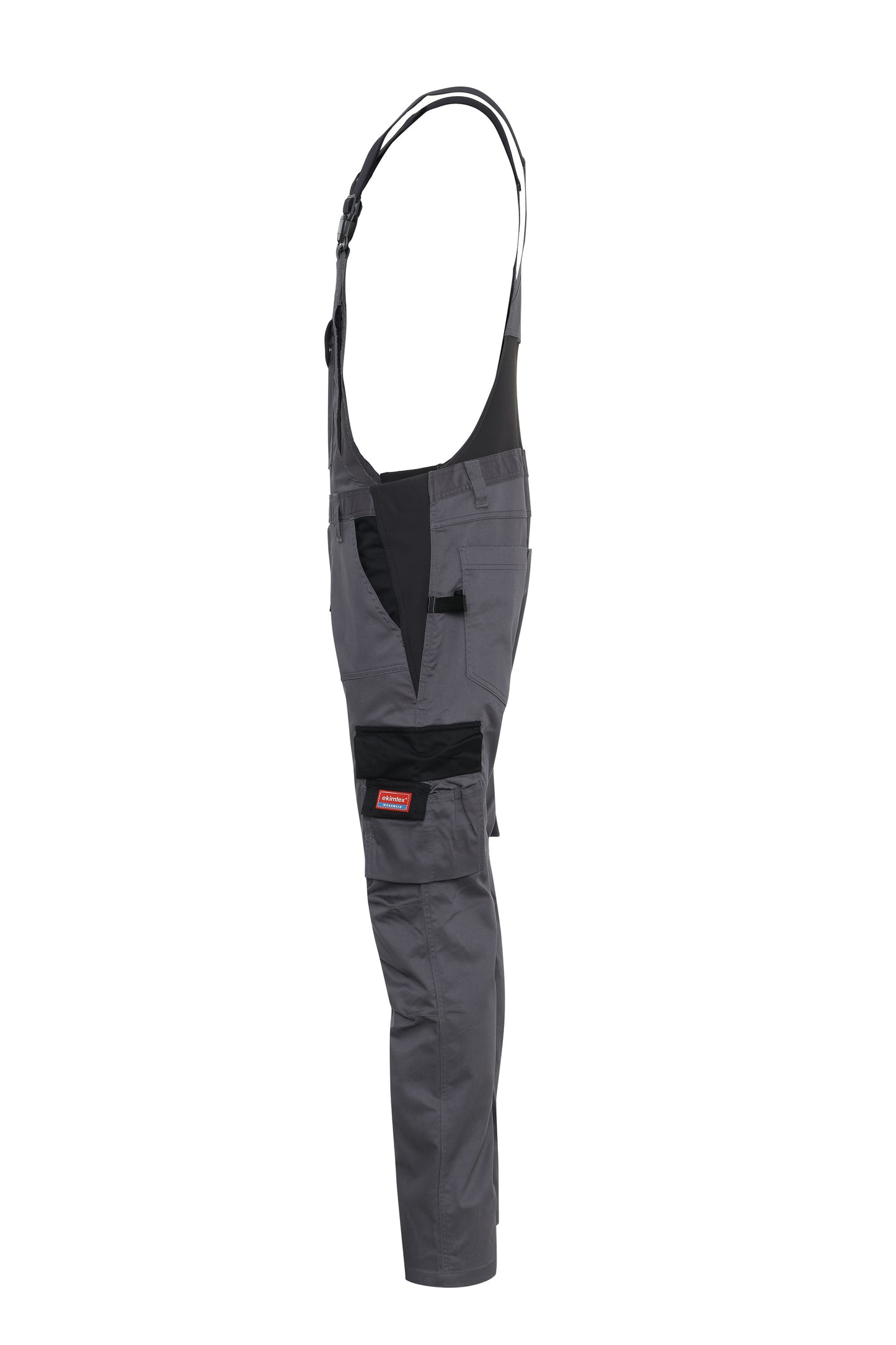 Ekimtex Stretch Latzhose mit Coolmax und Lycra, Grau/Schwarz