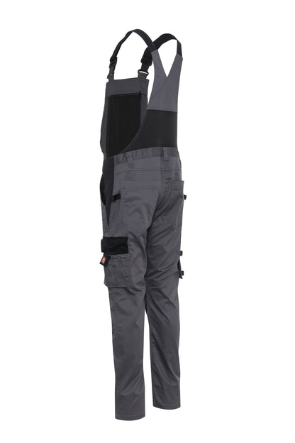 Ekimtex Stretch Latzhose mit Coolmax und Lycra, Grau/Schwarz