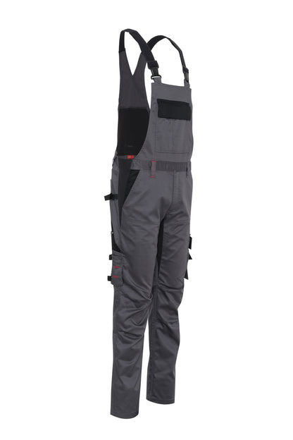 Ekimtex Stretch Latzhose mit Coolmax und Lycra, Grau/Schwarz