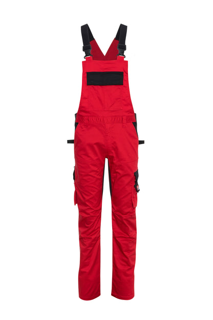 Ekimtex Stretch Latzhose mit Coolmax und Lycra, Rot/Schwarz