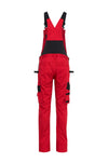 Ekimtex Stretch Latzhose mit Coolmax und Lycra, Rot/Schwarz