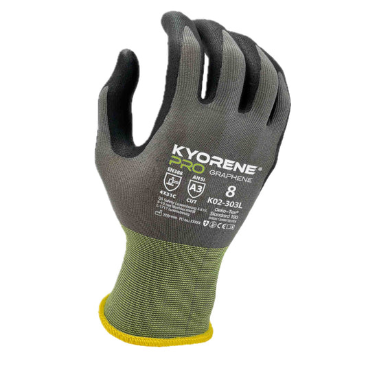 Kyorene K02-303L Schnittschutz Arbeitshandschuhe Graphene, Grau, Nitril, 12 paar Packung