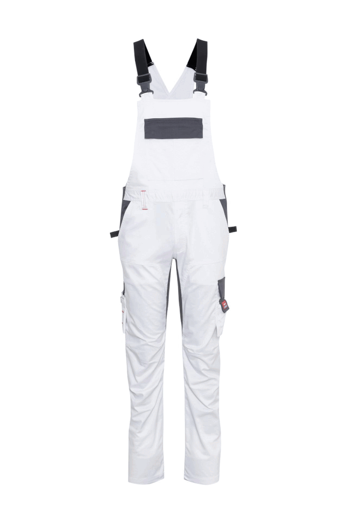 Ekimtex Stretch Latzhose mit Coolmax und Lycra, Weiß/Grau