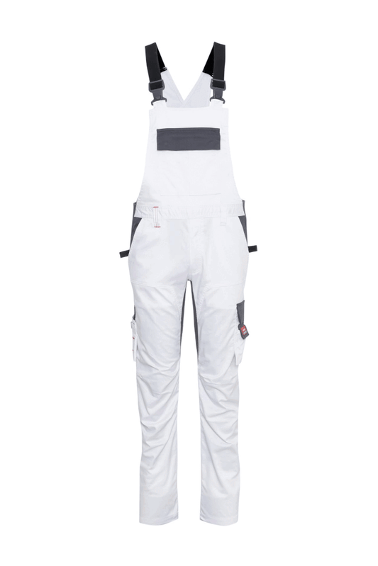 Ekimtex Stretch Latzhose mit Coolmax und Lycra, Weiß/Grau