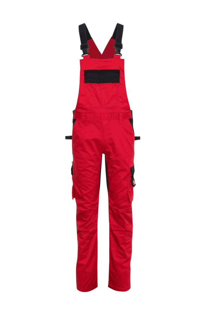 Ekimtex Stretch Latzhose mit Coolmax und Lycra, Rot/Schwarz