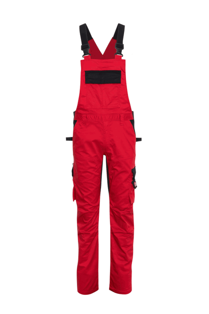 Ekimtex Stretch Latzhose mit Coolmax und Lycra, Rot/Schwarz