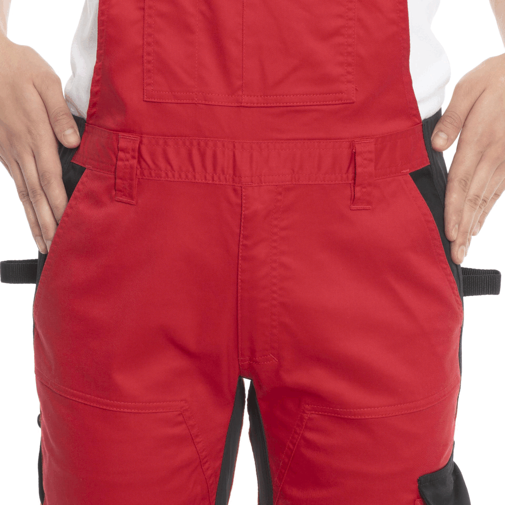 Ekimtex Stretch Latzhose mit Coolmax und Lycra, Rot/Schwarz