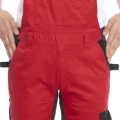 Ekimtex Stretch Latzhose mit Coolmax und Lycra, Rot/Schwarz