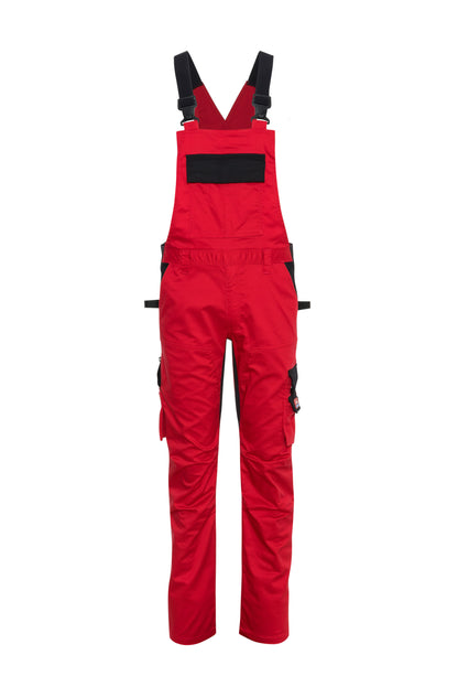 Ekimtex Stretch Latzhose mit Coolmax und Lycra, Rot/Schwarz