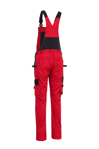 Ekimtex Stretch Latzhose mit Coolmax und Lycra, Rot/Schwarz
