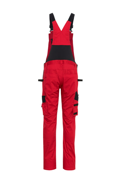 Ekimtex Stretch Latzhose mit Coolmax und Lycra, Rot/Schwarz