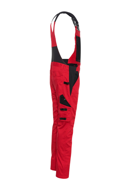 Ekimtex Stretch Latzhose mit Coolmax und Lycra, Rot/Schwarz