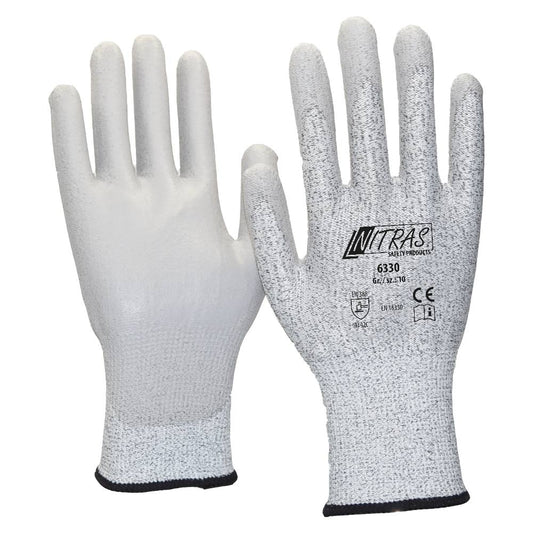 Nitras 6330 Antistatikhandschuh Spezialgarn grau, PU beschichtet, 10 Paar Packung